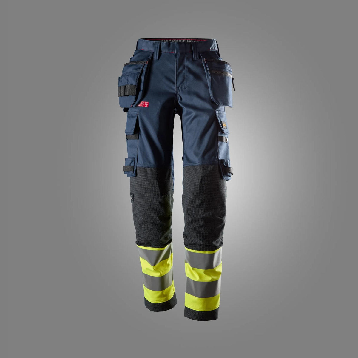 Snickers Workwear ProtecWork, Women’s Stretch Trousers Holster Pockets, High-Vis Class 1 in Navy/Hi-Vis Yellow