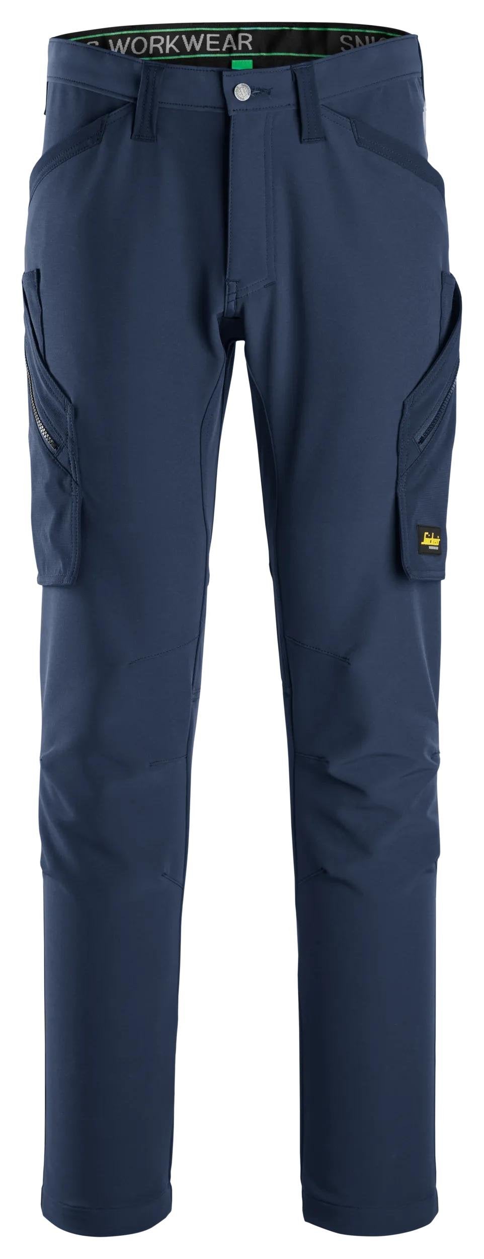 Snickers Workwear FlexiWork, Full-Stretch Trousers without Knee Pockets in Navy/Navy