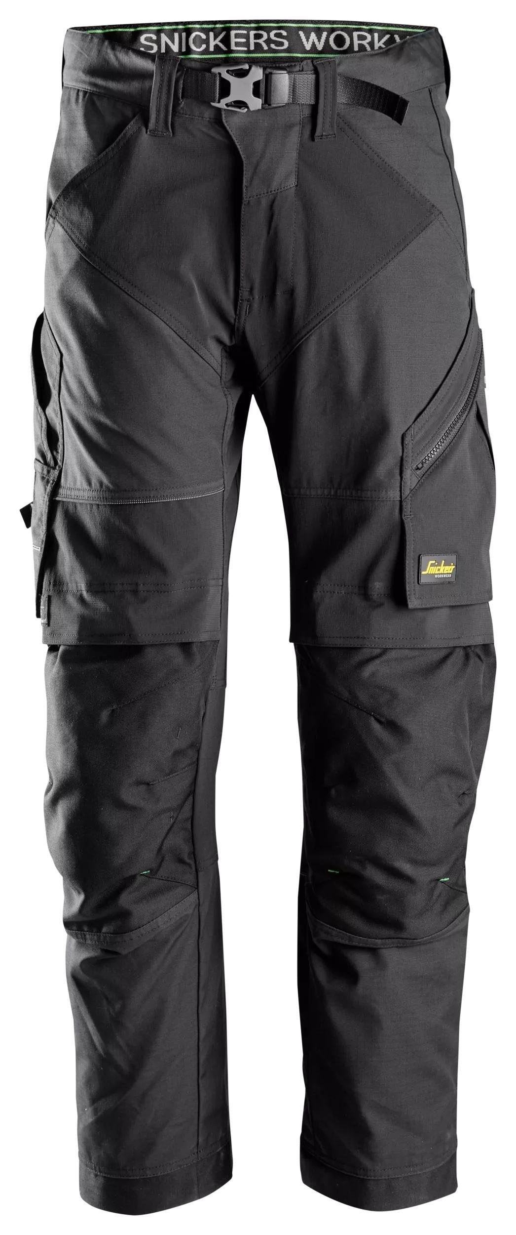 Snickers Workwear FlexiWork, Work Trousers+ in Black/Black