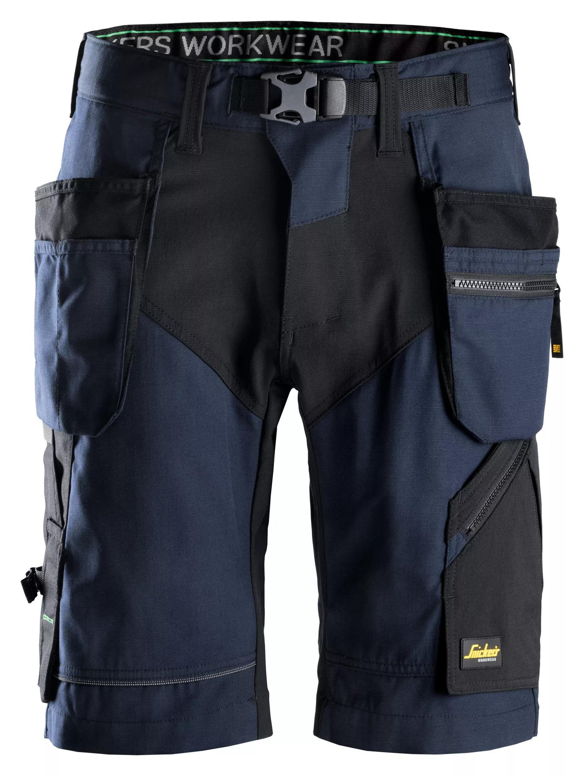 Snickers Workwear FlexiWork, Work Shorts+ Holster Pockets in Navy/Black