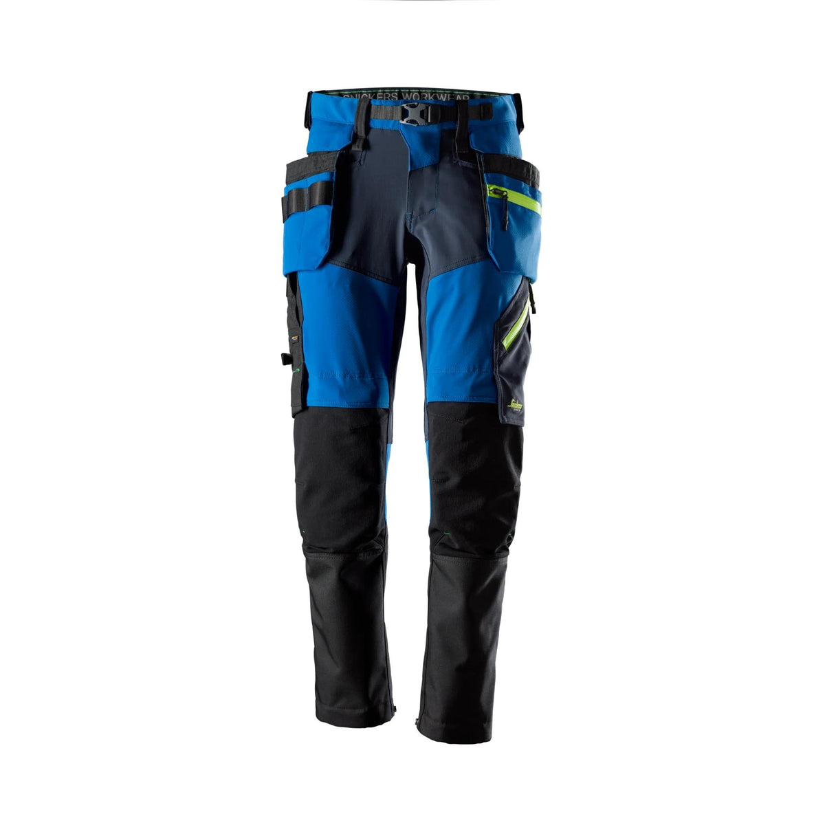 Snickers Workwear FlexiWork, Softshell Stretch Trousers+ Holster Pockets in True Blue/Navy