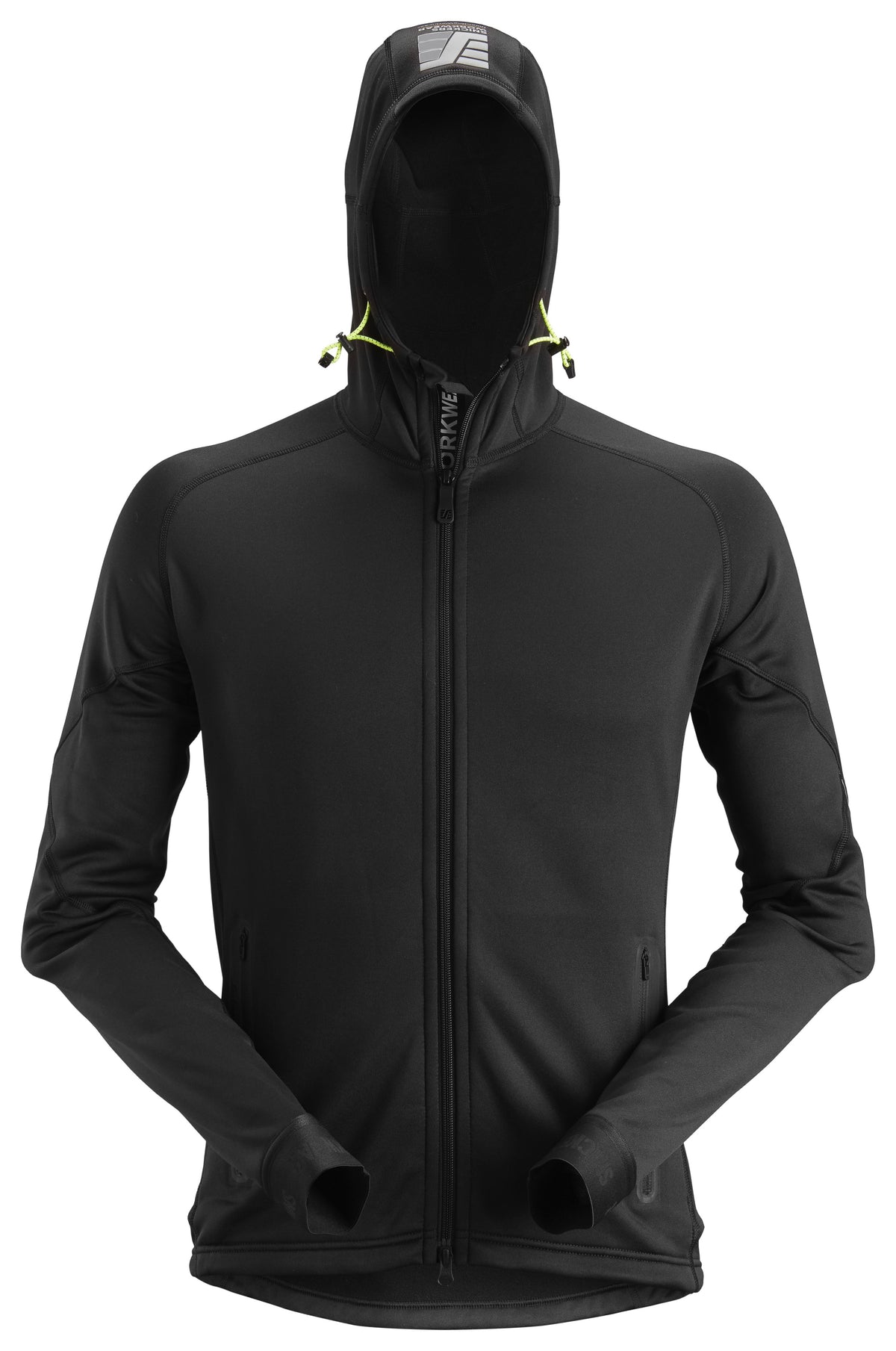 Snickers Workwear FlexiWork, Polartec® Power Stretch® 2.0 Full Zip Fleece Hoodie in Black