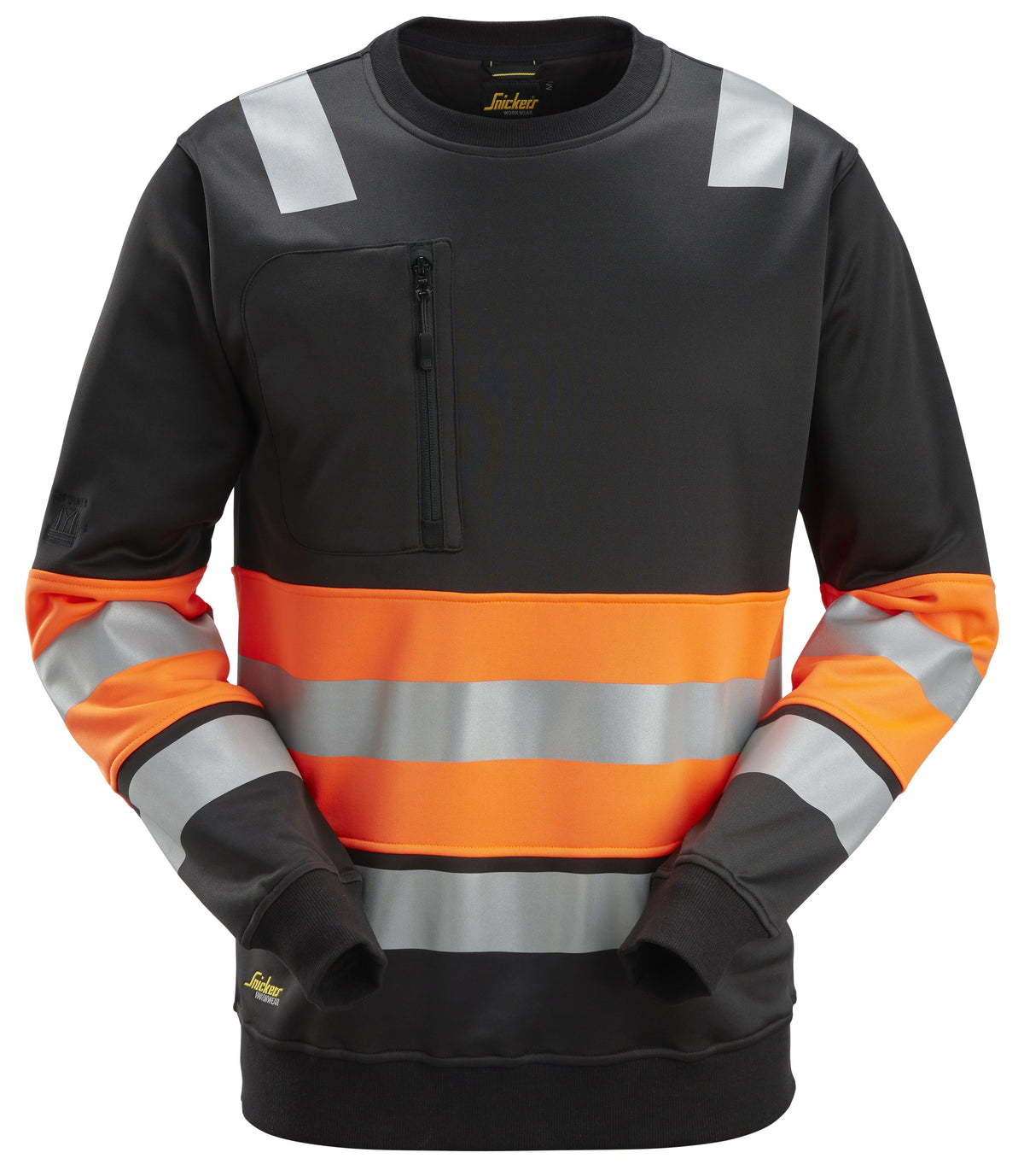 Snickers Workwear High-Vis Class 1, Sweatshirt in Black/Hi-Vis Orange