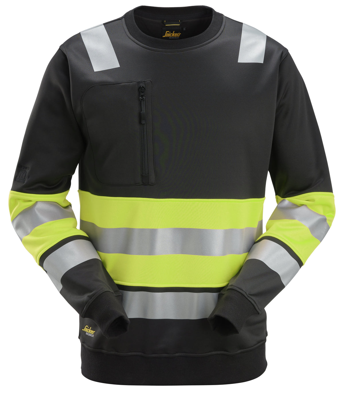 Snickers Workwear High-Vis Class 1, Sweatshirt in Black/Hi-Vis Yellow