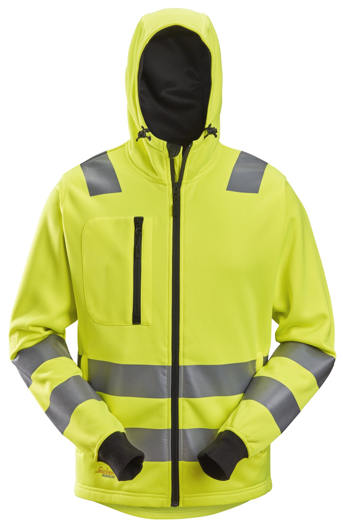 Snickers Workwear High-Vis Class 2/3, Full Zip Hoodie in Hi-Vis Yellow