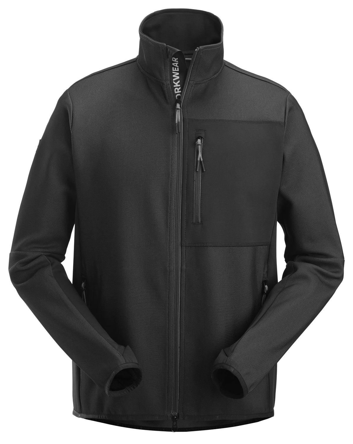 Snickers Workwear FlexiWork, Full Zip Midlayer Jacket in Black/Black