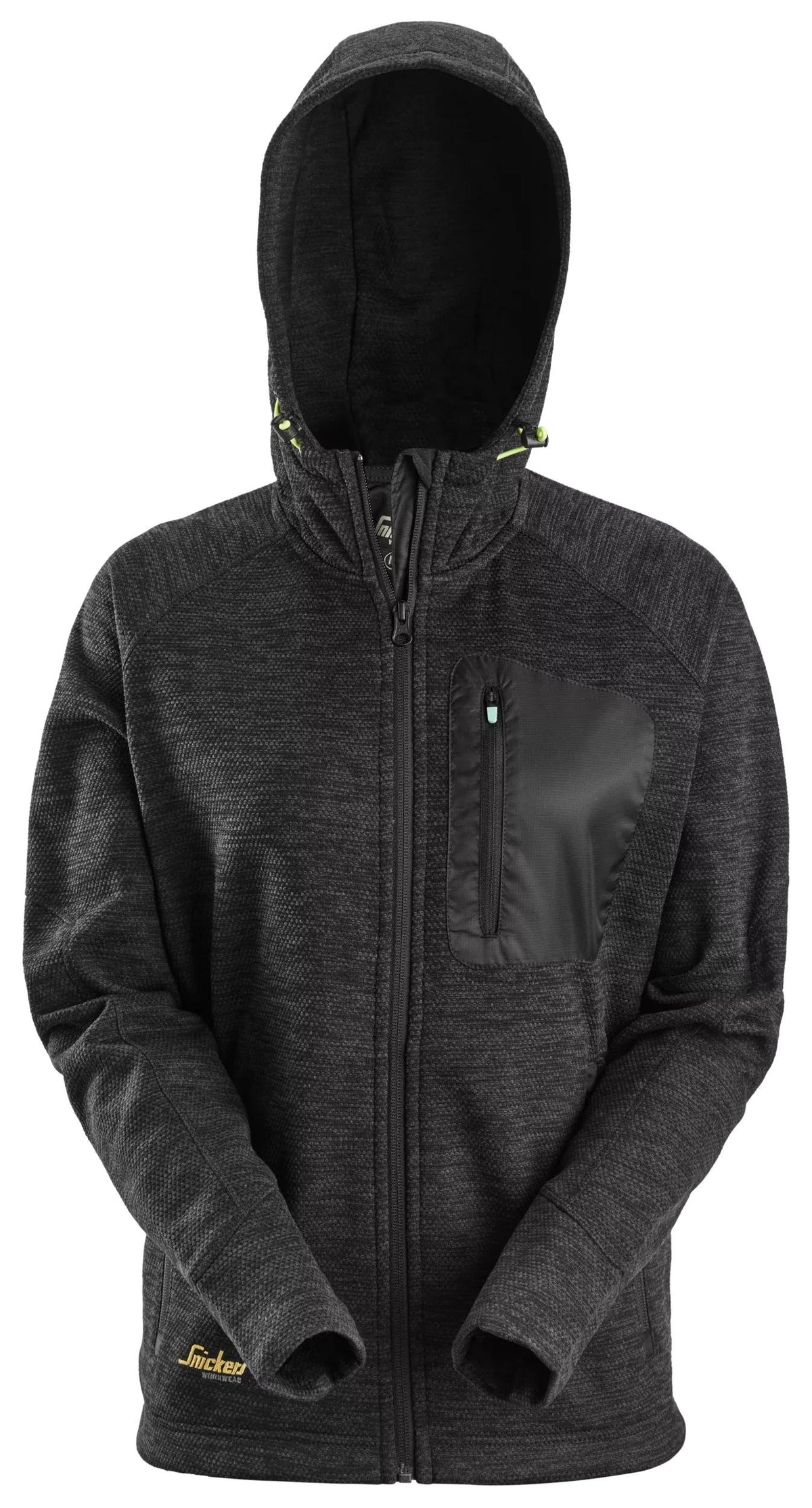 Snickers Workwear FlexiWork, Women's Fleece Hoodie in Black/Black