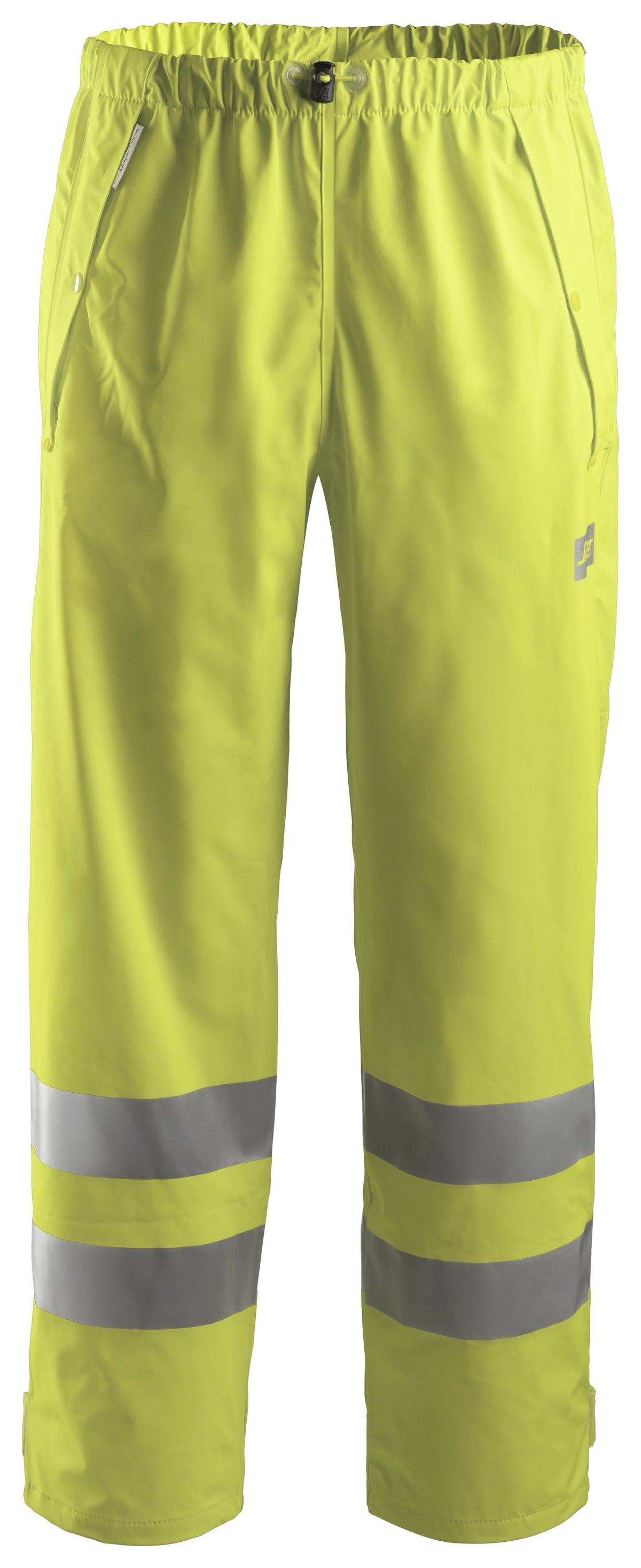 Snickers Workwear High-Vis Class 2, PU Rain Trousers in Hi-Vis Yellow