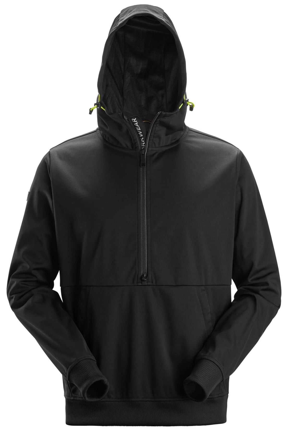 Snickers Workwear FlexiWork, Windblocker Stretch Half-Zip Hoodie in Black