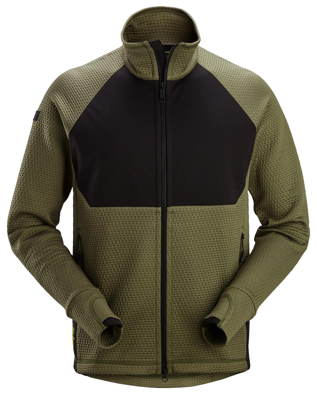 Snickers Workwear FlexiWork, Midlayer Jacket in Khaki Green/Black