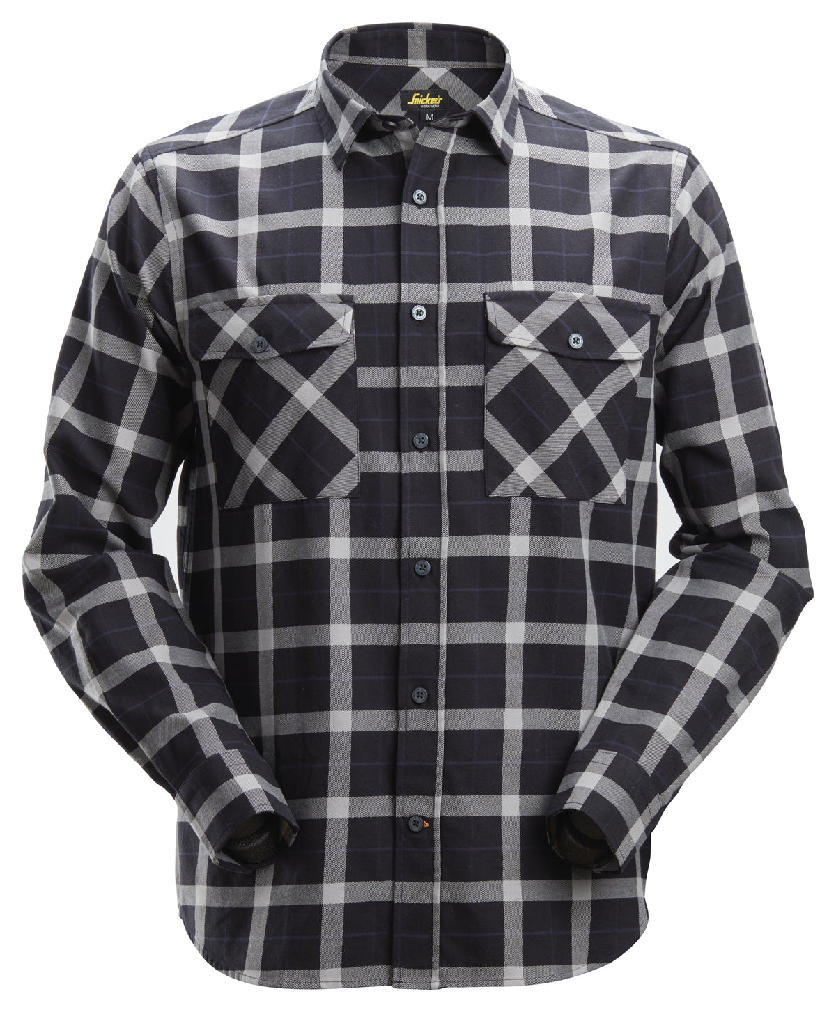 Snickers Workwear Flannel Checked Long Sleeve Shirt in Black/Grey