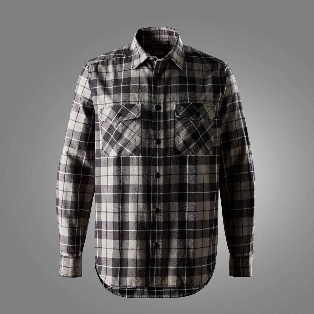 Snickers Workwear Flannel Checked Long Sleeve Shirt in Grey/Black