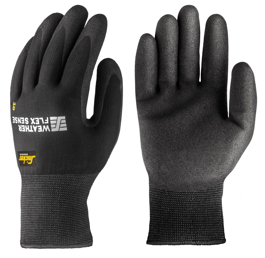 Snickers Workwear Weather Flex Sense Gloves in Black/Black