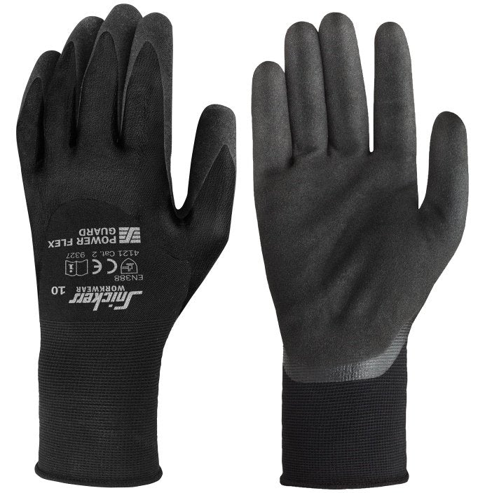 Snickers Workwear Power Flex Guard Gloves in Black/Black