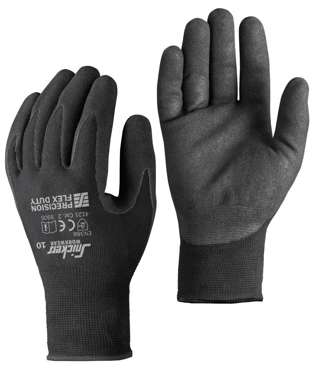 Snickers Workwear Precision Flex Duty Gloves 100 pack in Black/Black