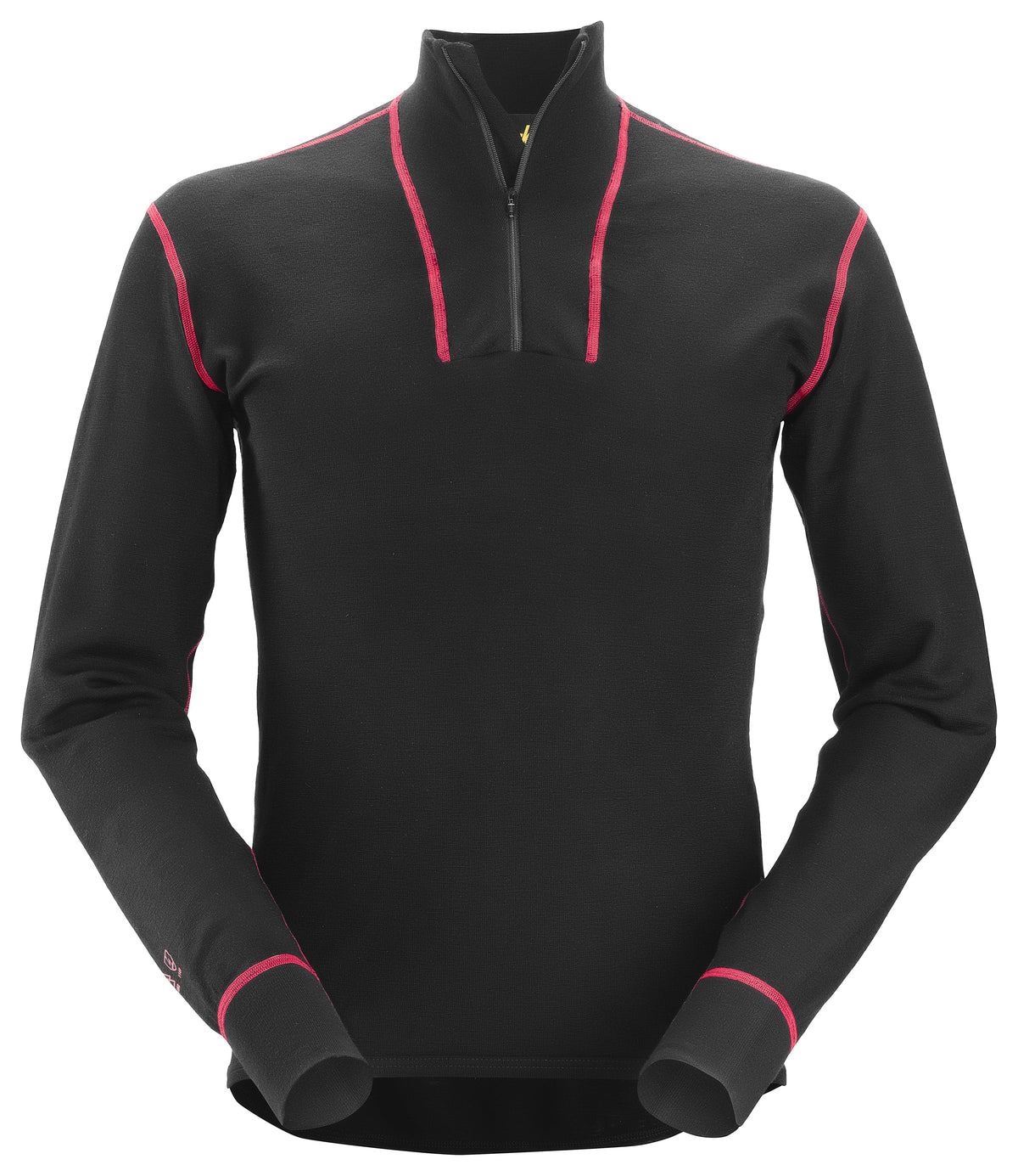 Snickers Workwear ProtecWork, Half Zip Wool Long Sleeve Shirt in Black