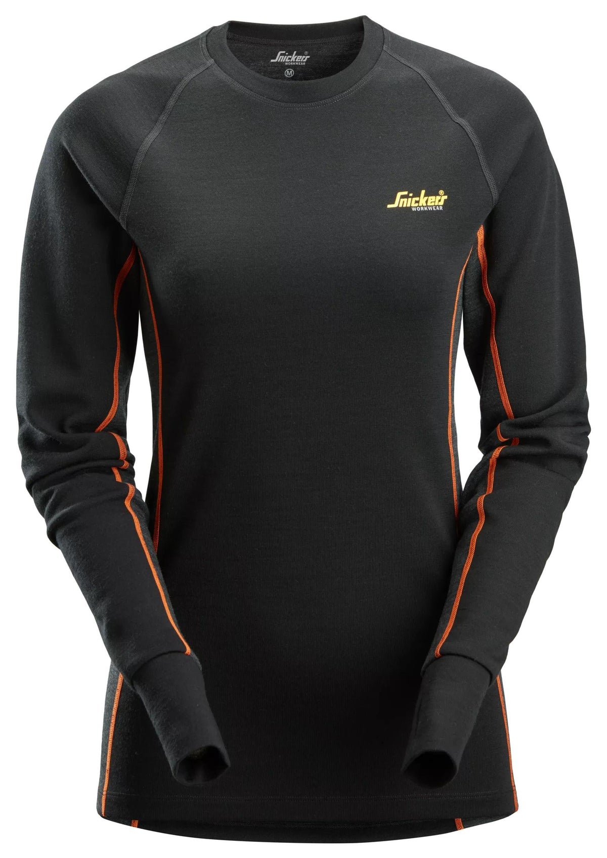 Snickers Workwear Women's Merino Base Layer, Stay Warm Top in Black/Anthracite Melange