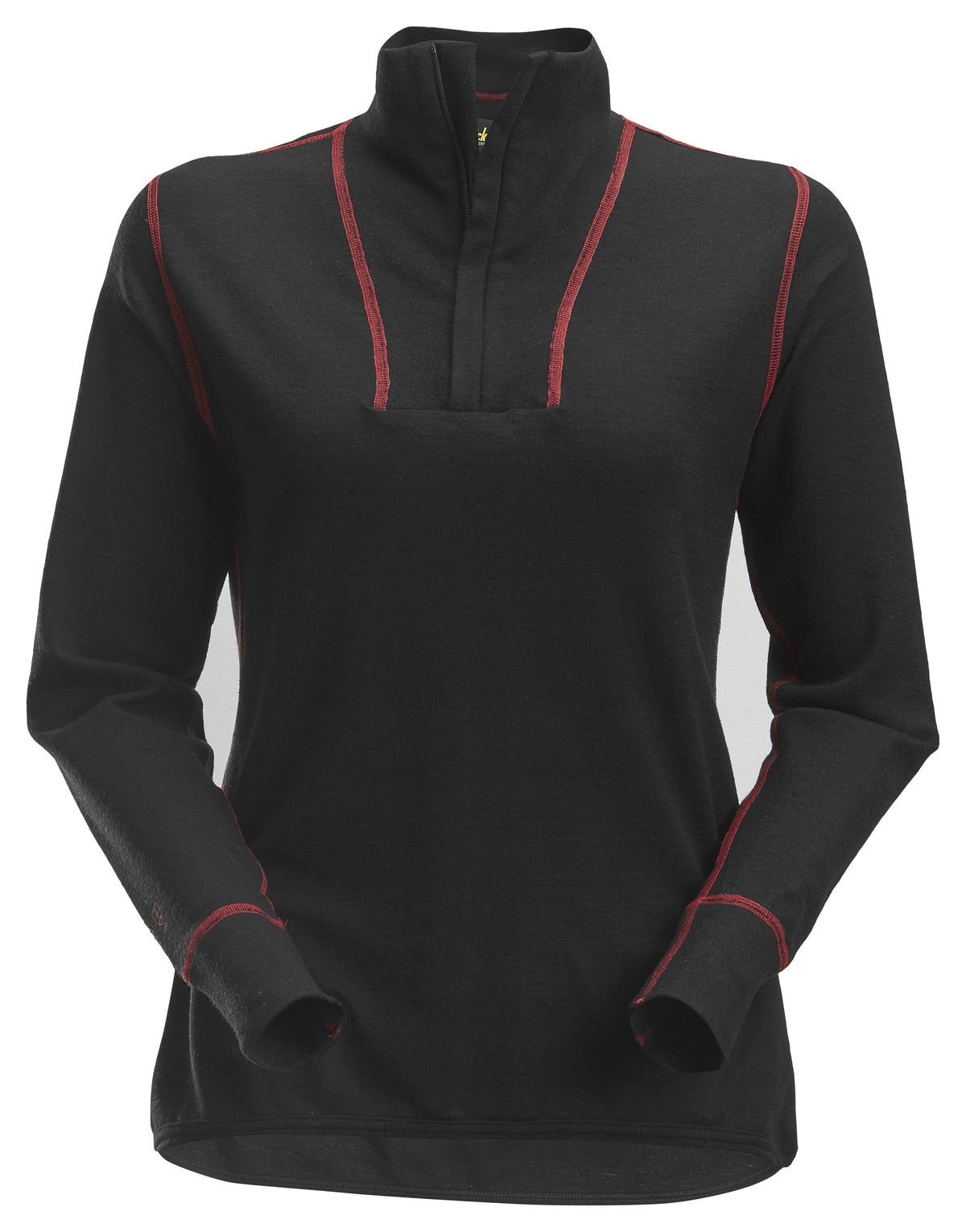 Snickers Workwear ProtecWork, Women's Half Zip Wool Long Sleeve Shirt in Black