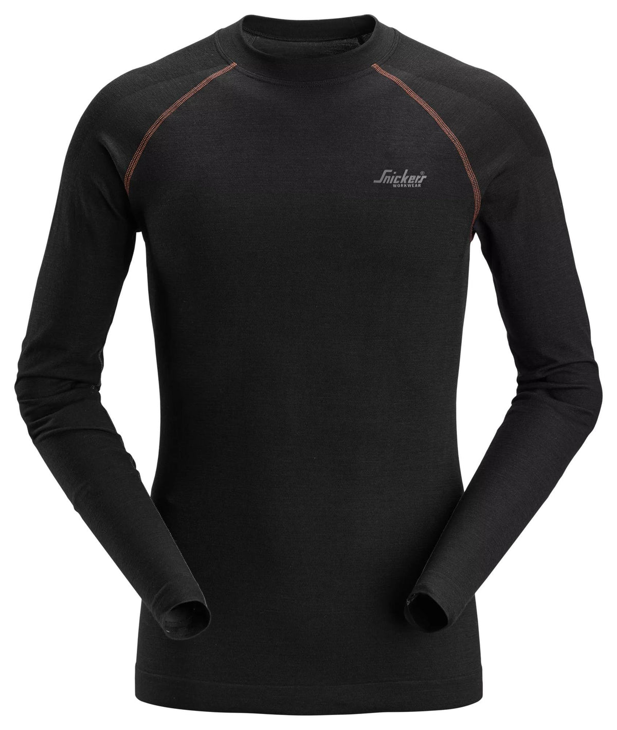 Snickers Workwear Woolmix Seamless Baselayer Long Sleeve Top in Black