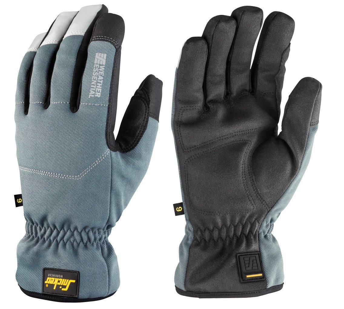 Snickers Workwear Weather Essential Gloves in Black/Stone Grey
