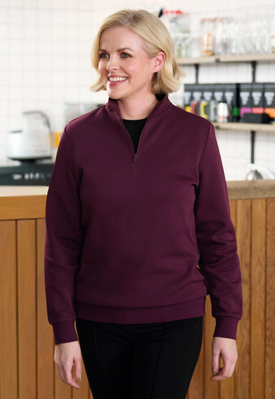 Brook Taverner Stamford 1/4 Zip Sweatshirt in Burgundy, image 4