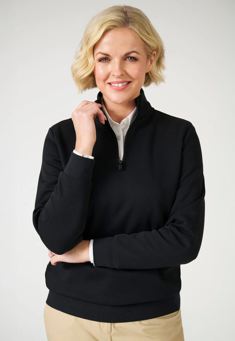 Brook Taverner Stamford 1/4 Zip Sweatshirt in Black, image 6