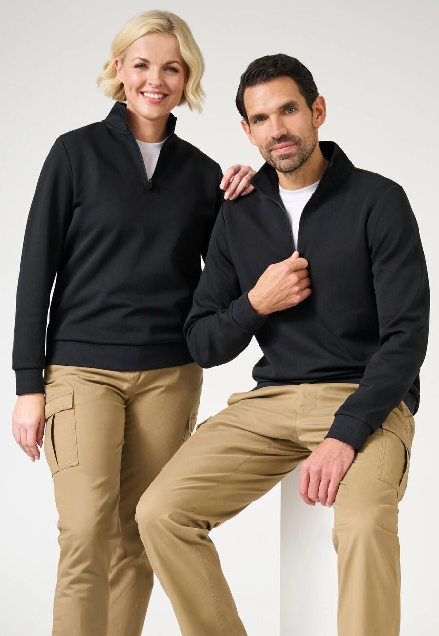 Brook Taverner Oakland 1/4 Zip Sweatshirt in Black, image 5