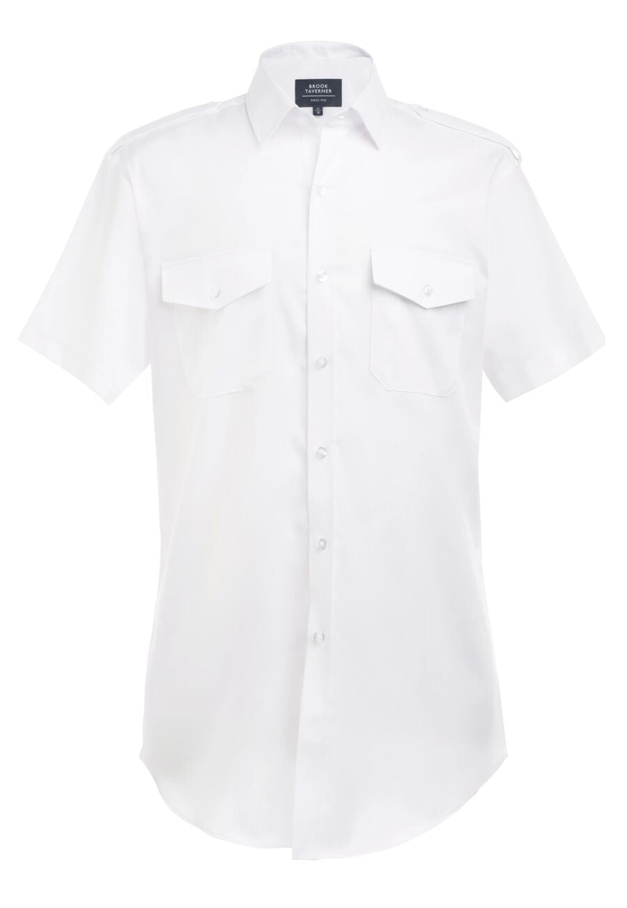 Brook Taverner Syracuse Pilot Shirt in White, main product image