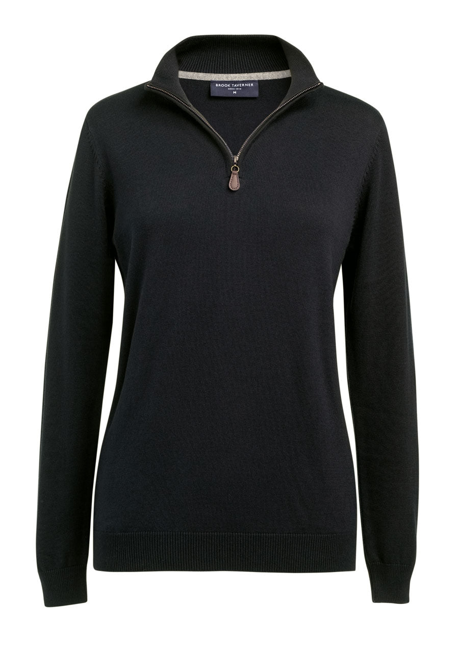 Brook Taverner Taylor 1/4 Zip Jumper in Black, image 3