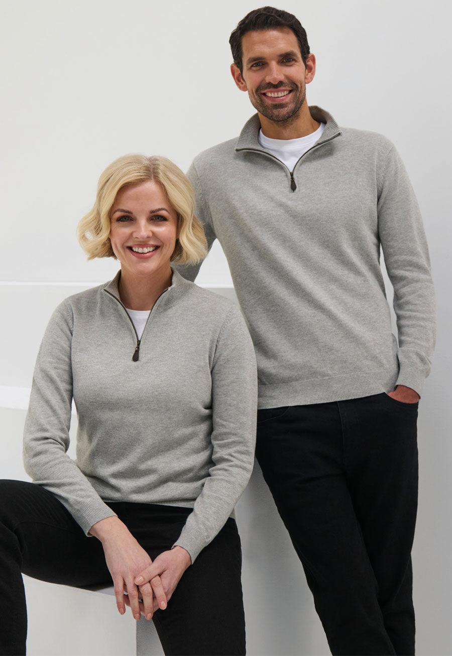 Brook Taverner Dallas 1/4 zip Jumper in Silver, image 2