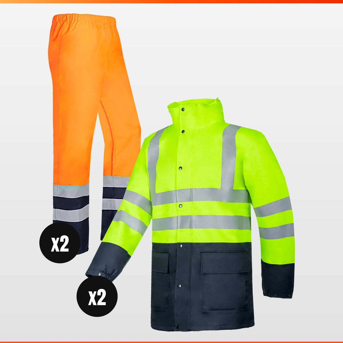 Sioen x2 Two-Tone Hi-Vis Rainsuit Pack – workwear bundle with free logo, The Workwear Co