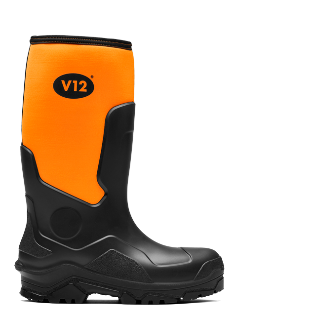 V12 Groundworker V2110 SR FO safety boot in Black/Orange – side