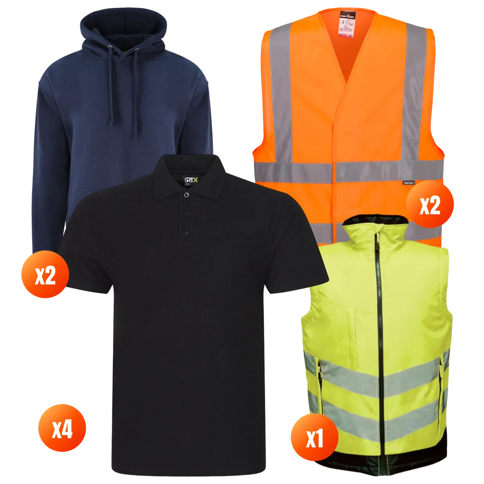 ProRTX x4 Polo + x2 Hoodie + x2 Hi-Vis Vest + Bodywarmer Pack